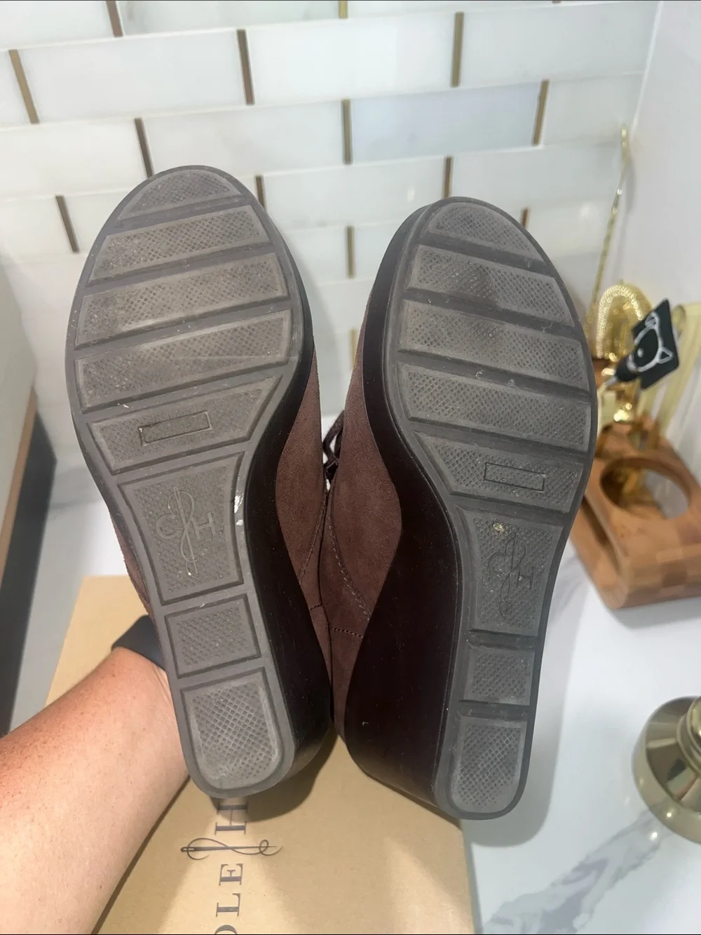 Cole Haan Chestnut Suede Wedge Bootie - Dark Brown